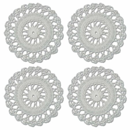 HERITAGE LACE 6 in. Crochet Envy Sunburst Round Doily - White - Set of 4 CES-0600W-S